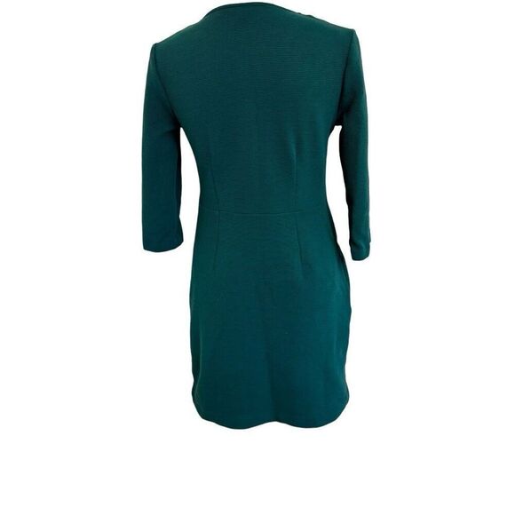 Boden Bronte Ottoman Dress Emerald Green Ribbed 3/4 Sleeves Size 4P - Picture 2 of 6